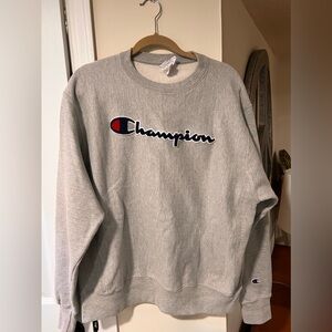 CHAMPION L Men's Reverse Weave Crew Sweatshirt GF70 Gray Preowned Like New
